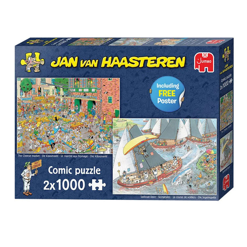 Pusle "Jan van Haasteren - The Cheese Market & Sailboat Race" 2 x 1000 tk-108 Jigsaw Puzzles-Brain Games OÜ
