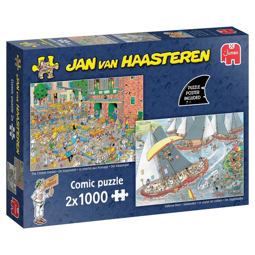 Pusle "Jan van Haasteren - The Cheese market & Sailboat Race" 2x 1000 tk-108 Jigsaw Puzzles-Brain Games OÜ
