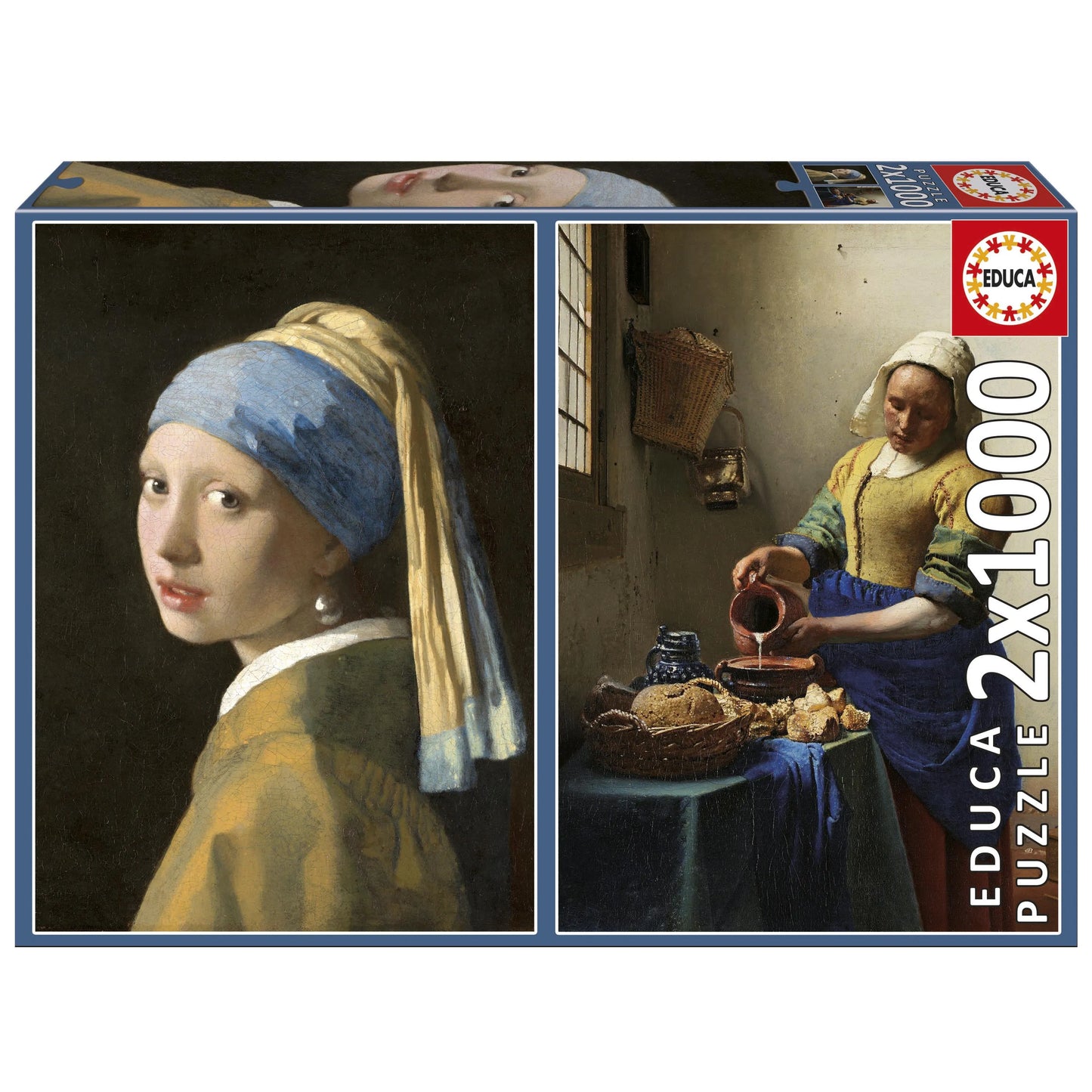 Pusle "Johannes Vermeer: Girl with a pearl earring + The milkmaid" 2 x 1000 tk-w008 WHSX Jigsaw Puzzles-Brain Games OÜ