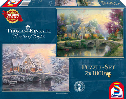 Pusle "Lamplight Manor & Winter in Lamplight Manor" 2x1000 tk-w008 WHSX Jigsaw Puzzles-Brain Games OÜ