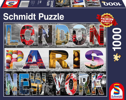 Pusle "London, Paris, New York" 1000 tk-w008 WHSX Jigsaw Puzzles-Brain Games OÜ