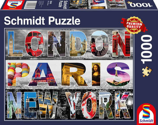 Pusle "London, Paris, New York" 1000 tk-w008 WHSX Jigsaw Puzzles-Brain Games OÜ
