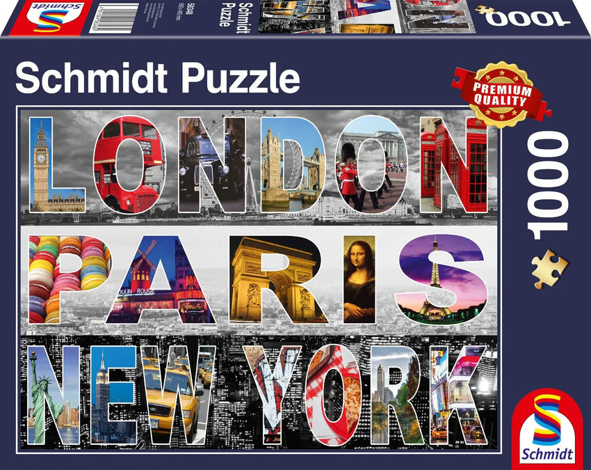 Pusle "London, Paris, New York" 1000 tk-w008 WHSX Jigsaw Puzzles-Brain Games OÜ