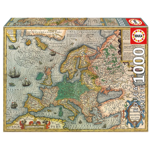 Pusle "Map of Europe" 1000 tk-w008 WHSX Jigsaw Puzzles-Brain Games OÜ