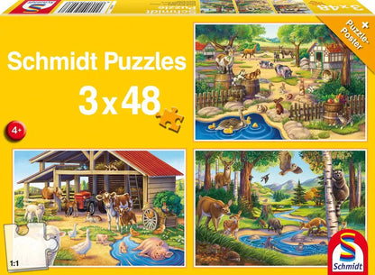 Pusle "My Favorite Animals" 3x48 tk-w008 WHSX Jigsaw Puzzles-Brain Games OÜ