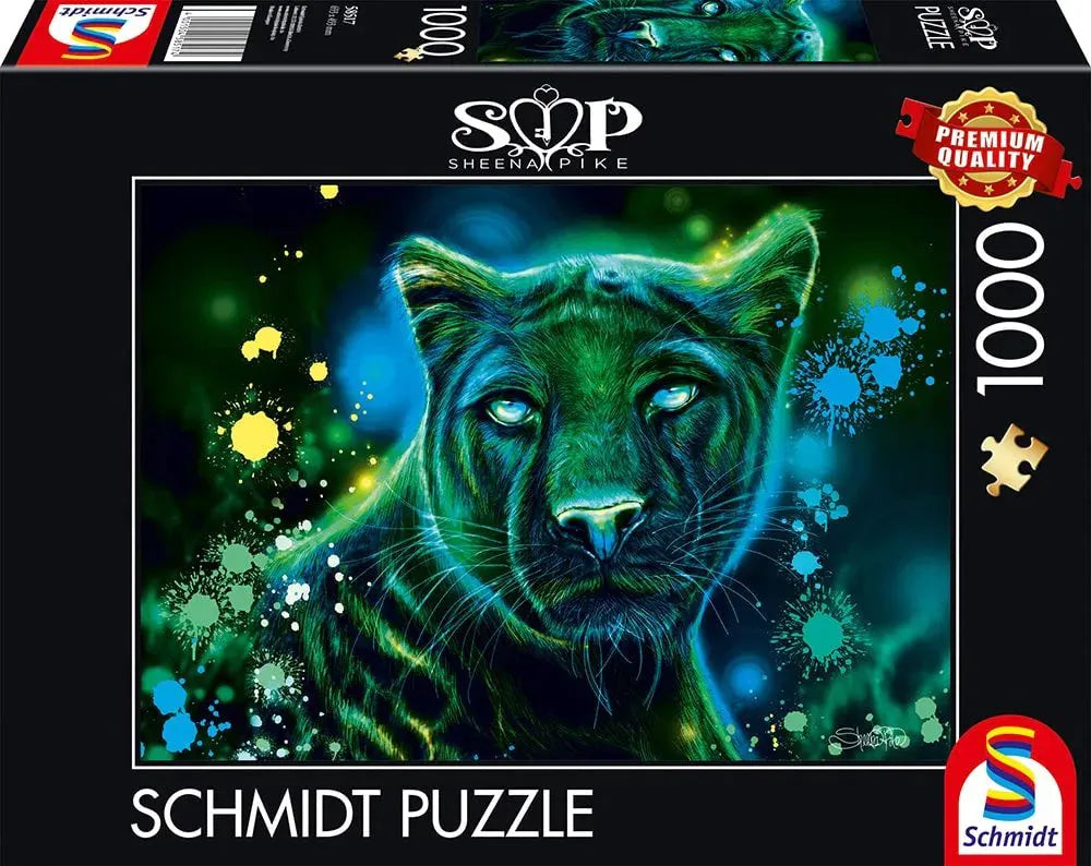 Pusle "Neon Blue Green Panther" 1000 tk-w008 WHSX Jigsaw Puzzles-Brain Games OÜ