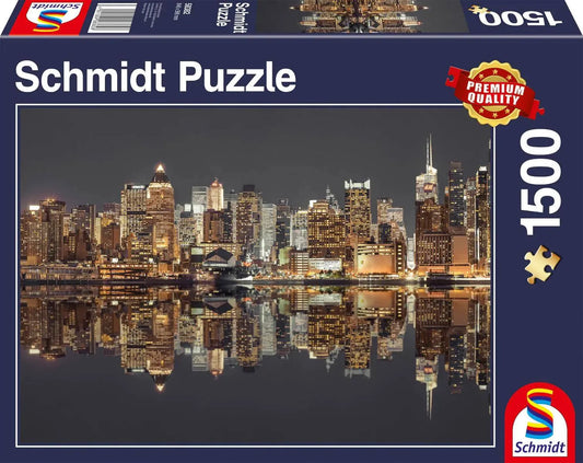 Pusle "New York Skyline at night" 1500 tk-w008 WHSX Jigsaw Puzzles-Brain Games OÜ