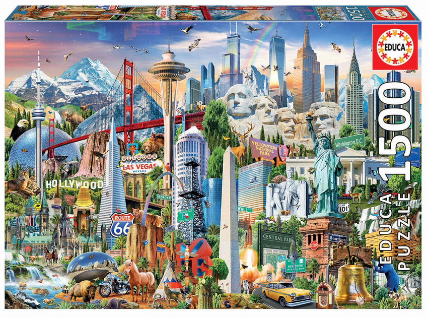 Pusle "North America Landmarks" 1500 tk-w008 WHSX Jigsaw Puzzles-Brain Games OÜ