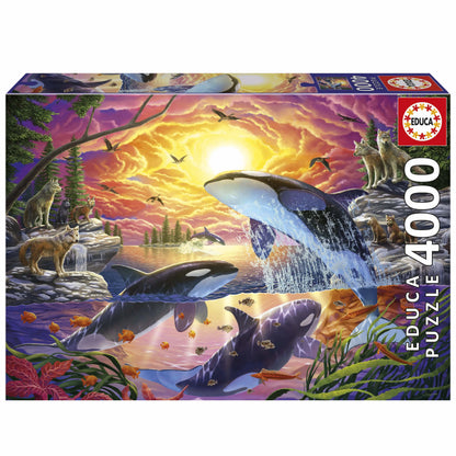 Pusle "Orcas and wolves" 4000 tk-w008 WHSX Jigsaw Puzzles-Brain Games OÜ