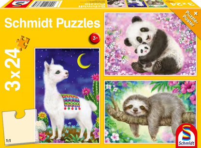 Pusle "Panda, lama, sloth" 3x24 tk-w008 WHSX Jigsaw Puzzles-Brain Games OÜ