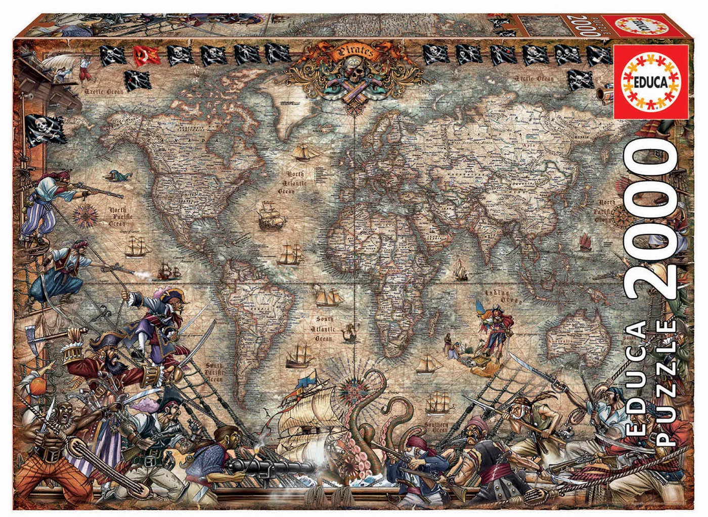 Pusle "Pirates Map" 2000 tk-w008 WHSX Jigsaw Puzzles-Brain Games OÜ