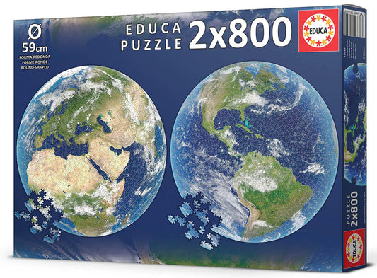 Pusle ''Planet Earth Round'' 2 x 800 tk-w008 WHSX Jigsaw Puzzles-Brain Games OÜ