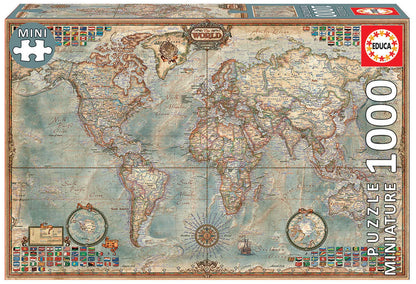 Pusle "Political Map of the World, Miniature" 1000 tk-w008 WHSX Jigsaw Puzzles-Brain Games OÜ