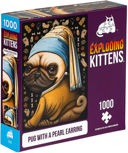 Pusle "Pug with a Pearl Earring" 1000 tk-w008 WHSX Jigsaw Puzzles-Brain Games OÜ