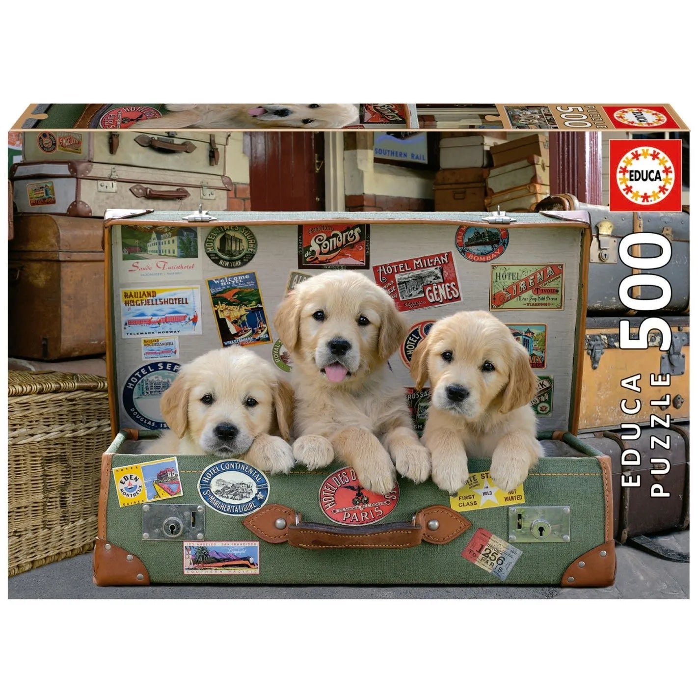 Pusle "Puppies in the luggage" 500 tk-w008 WHSX Jigsaw Puzzles-Brain Games OÜ