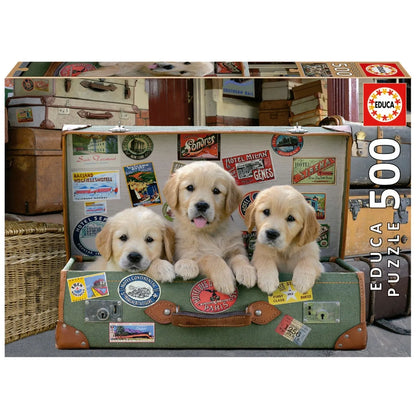 Pusle "Puppies in the luggage" 500 tk-w008 WHSX Jigsaw Puzzles-Brain Games OÜ