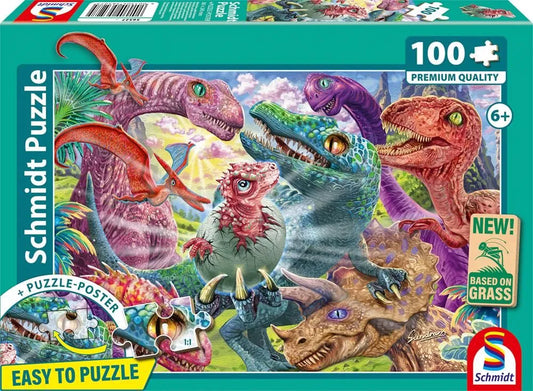 Pusle "Small dinosaurs, big adventures" 100 tk-w008 WHSX Jigsaw Puzzles-Brain Games OÜ