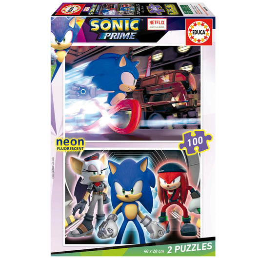 Pusle "Sonic Prime Neon" 2 x 100 tk-w008 WHSX Jigsaw Puzzles-Brain Games OÜ