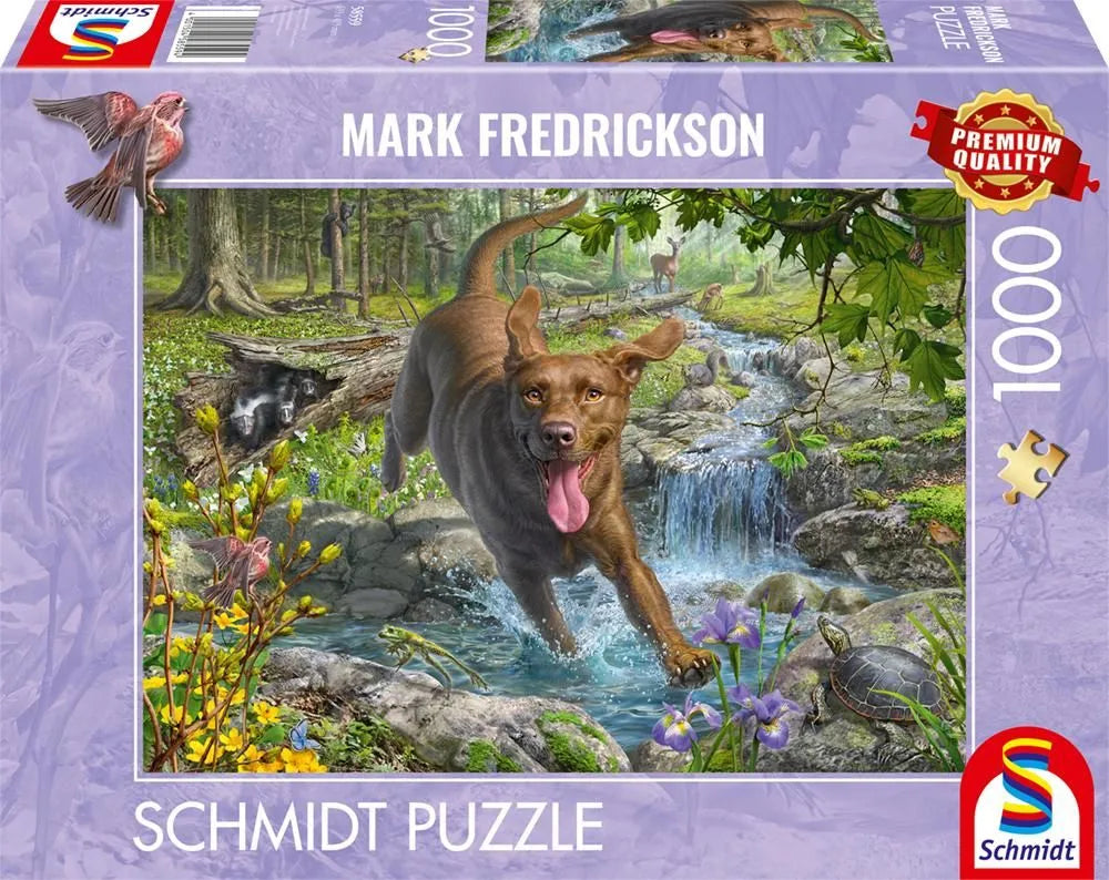 Pusle "Springtime cavorting with a Labrador Retriever" 1000 tk-w008 WHSX Jigsaw Puzzles-Brain Games OÜ