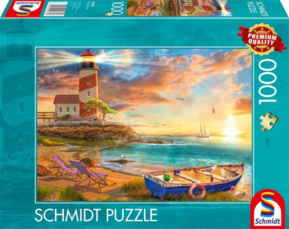 Pusle "Sunset over lighthouse bay" 1000 tk-w008 WHSX Jigsaw Puzzles-Brain Games OÜ