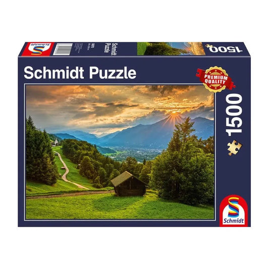 Pusle "Sunset over the mountain village of Wamberg" 1500 tk-w008 WHSX Jigsaw Puzzles-Brain Games OÜ