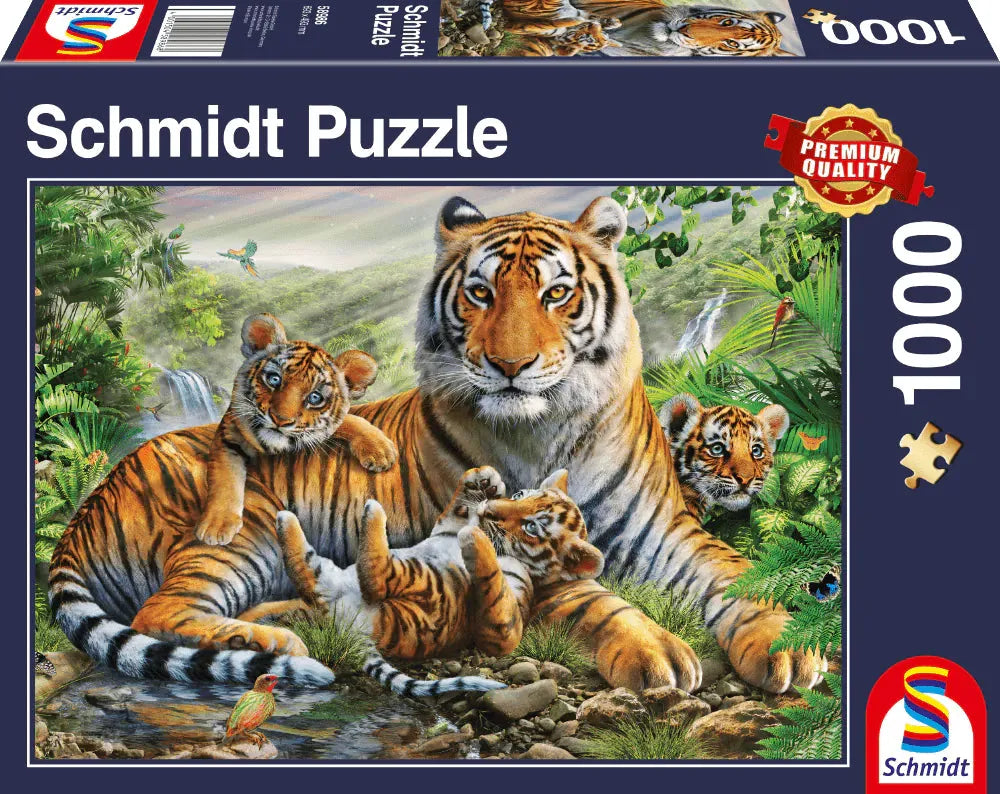 Pusle "Tiger and Cubs" 1000 tk-w008 WHSX Jigsaw Puzzles-Brain Games OÜ