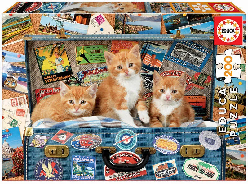 Pusle "Travelling kittens" 200 tk-w008 WHSX Jigsaw Puzzles-Brain Games OÜ