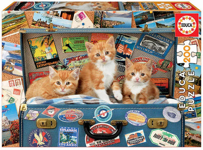 Pusle "Travelling kittens" 200 tk-w008 WHSX Jigsaw Puzzles-Brain Games OÜ