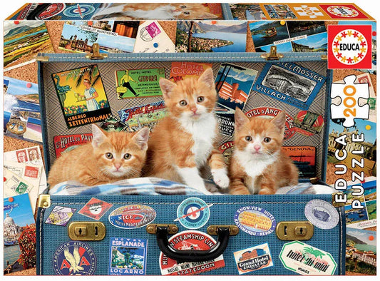 Pusle "Travelling kittens" 200 tk-w008 WHSX Jigsaw Puzzles-Brain Games OÜ