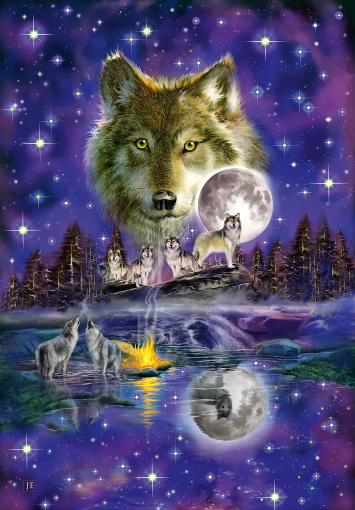 Pusle "Wolf in the moonlight" 1000 tk-w008 WHSX Jigsaw Puzzles-Brain Games OÜ