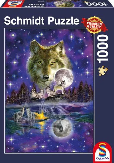 Pusle "Wolf in the moonlight" 1000 tk-w008 WHSX Jigsaw Puzzles-Brain Games OÜ
