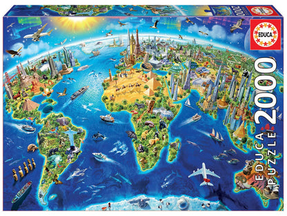 Pusle "World Landmarks Globe" 2000 tk-w008 WHSX Jigsaw Puzzles-Brain Games OÜ