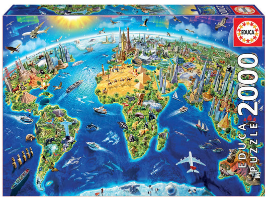 Pusle "World Landmarks Globe" 2000 tk-w008 WHSX Jigsaw Puzzles-Brain Games OÜ