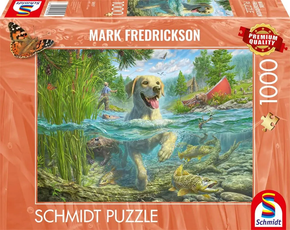 Pusle "Yellow Labrador goes fishing" 1000 tk-w008 WHSX Jigsaw Puzzles-Brain Games OÜ