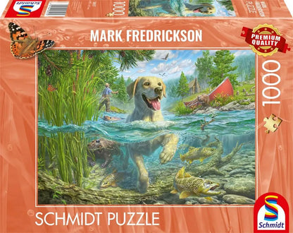 Pusle "Yellow Labrador goes fishing" 1000 tk-w008 WHSX Jigsaw Puzzles-Brain Games OÜ