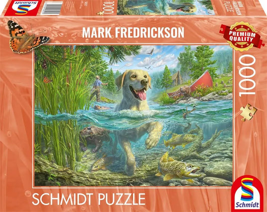 Pusle "Yellow Labrador goes fishing" 1000 tk-w008 WHSX Jigsaw Puzzles-Brain Games OÜ