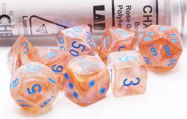Täringukomplekt Borealis Lab Rose Gold - Blue (7)-004 Accessories-Brain Games OÜ