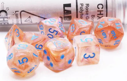 Täringukomplekt Borealis Lab Rose Gold - Blue (7)-004 Accessories-Brain Games OÜ