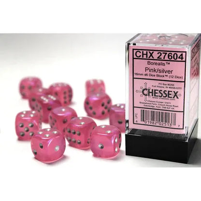 Täringukomplekt Borealis Pink - Silver (12)-Strateegiamängud-Brain Games OÜ