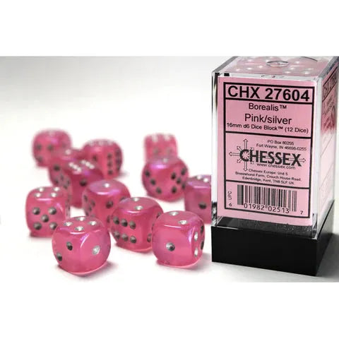 Täringukomplekt Borealis Pink - Silver (12)-Strateegiamängud-Brain Games OÜ