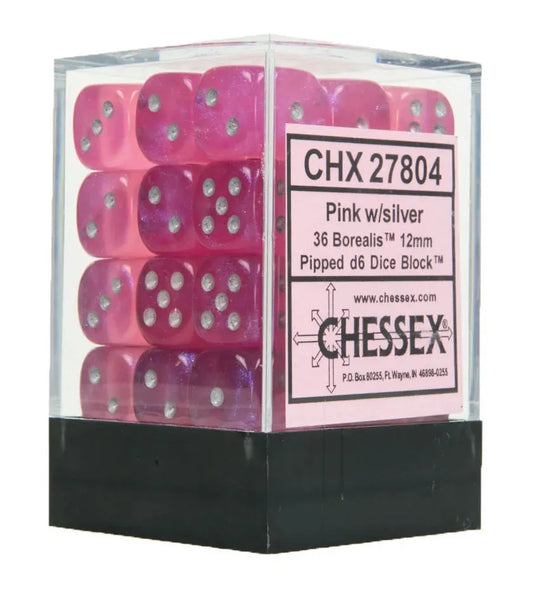 Täringukomplekt Borealis Pink - Silver (36)-104 Accessories-Brain Games OÜ