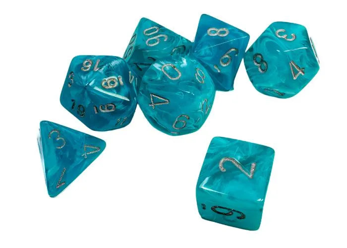 Täringukomplekt Cirrus Aqua - Silver (7)-001 Board / Card Games-Brain Games OÜ