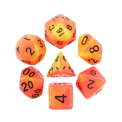 Täringukomplekt Epic Forge Orange + Yellow, Glow in the dark (7)-104 Accessories-Brain Games OÜ