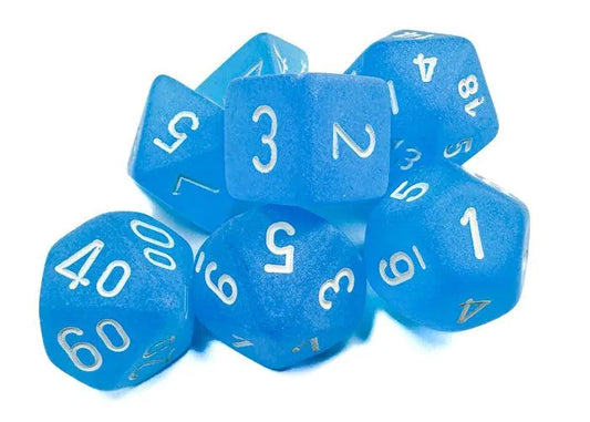 Täringukomplekt Frosted Caribbean Blue - White (7)-004 Accessories-Brain Games OÜ