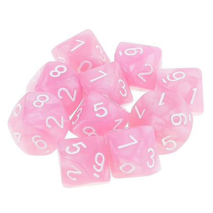 Täringukomplekt Frosted Pink - White (10)-Misc-Brain Games OÜ