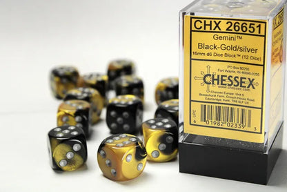 Täringukomplekt Gemini Black & Gold - Silver (12)-Misc-Brain Games OÜ