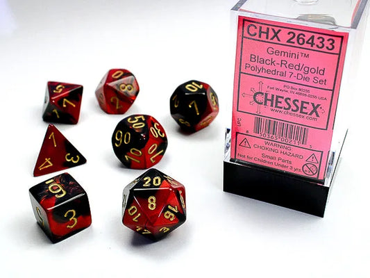 Täringukomplekt Gemini Black & Red - Gold (7)-001 Board / Card Games-Brain Games OÜ
