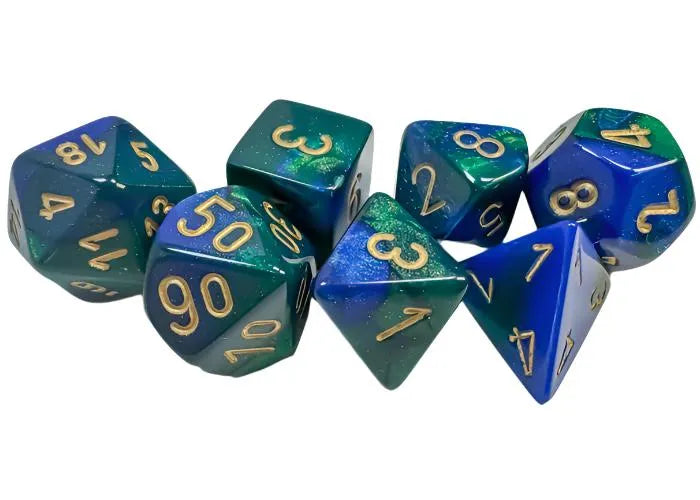 Täringukomplekt Gemini Blue & Green - Gold (7)-001 Board / Card Games-Brain Games OÜ
