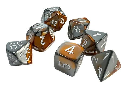 Täringukomplekt Gemini Copper & Steel - White (7)-004 Accessories-Brain Games OÜ