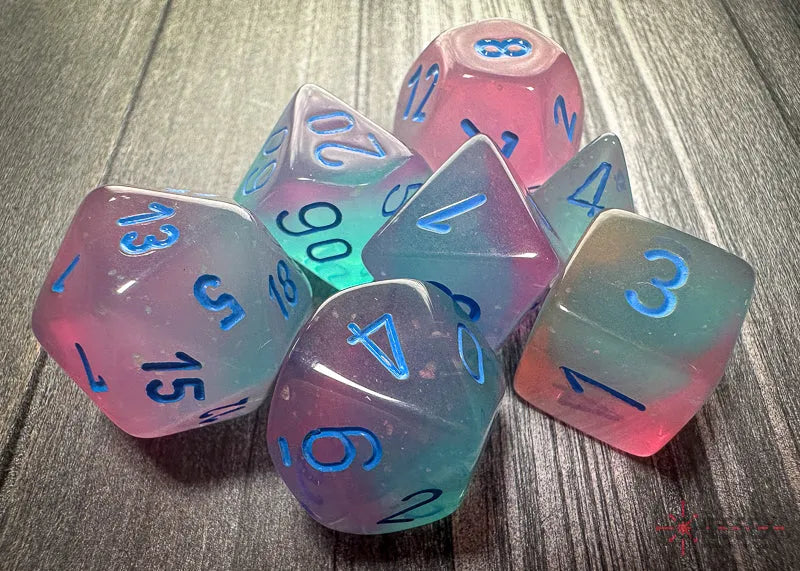 Täringukomplekt Gemini Gel Green & Pink - Blue (7)-Misc-Brain Games OÜ